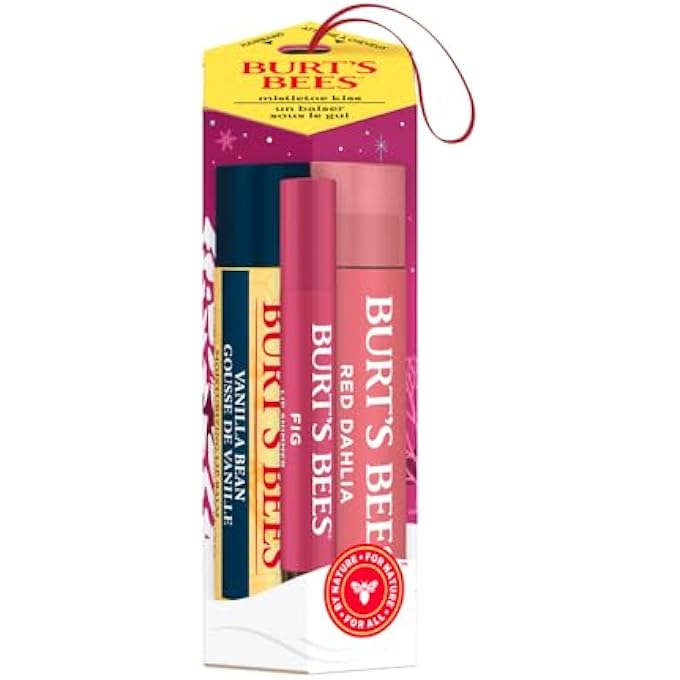 Burt's Bees GIFT SET, MOISTURISING LIP BALM, TINTED LIP BALM AND LIP SHIMMER, MISTLETOE KISS RED LIMITED EDITION - Image 1